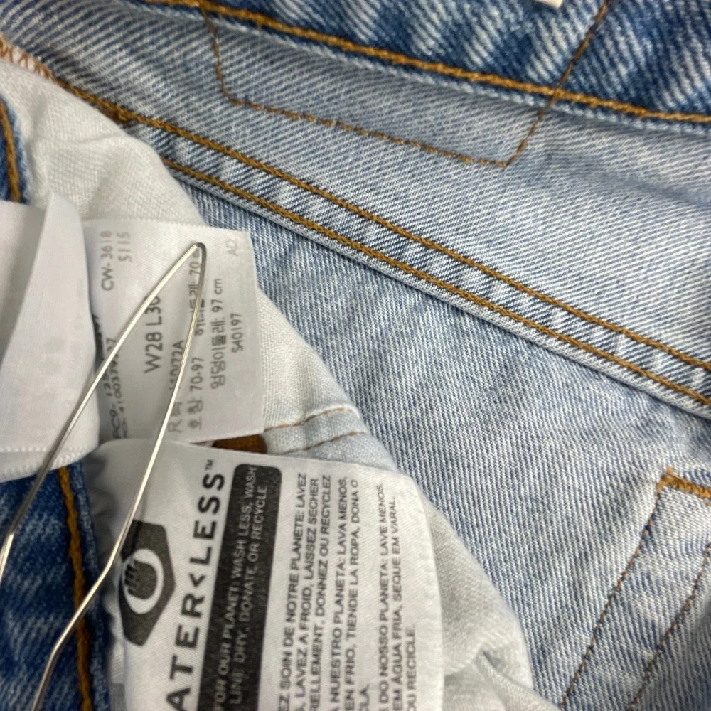 Levi's Mens W28 L30 501 Original Fit Distressed Jeans Light Blue Denim Ripped